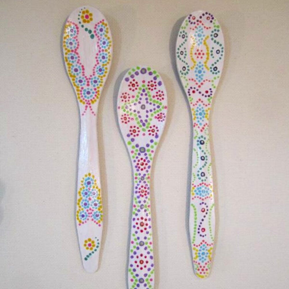 Sweet Baby, Kitchen accents, Tea Lovers, Handcrafted, Dots, Original, Spoons